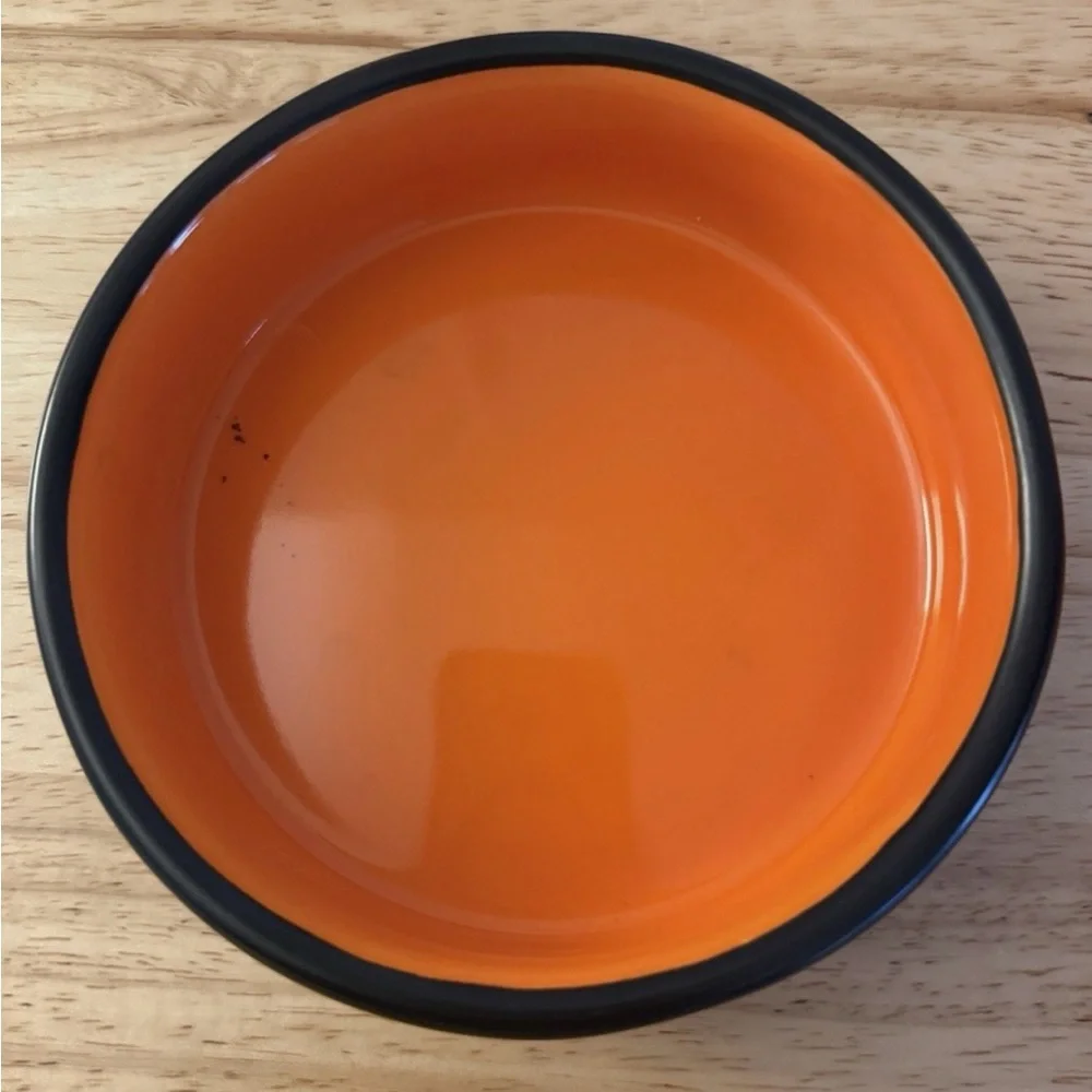 Rae Dunn Halloween Orange and Black Cat Bowls, 2 Pieces, BOO & WICKED CUTE